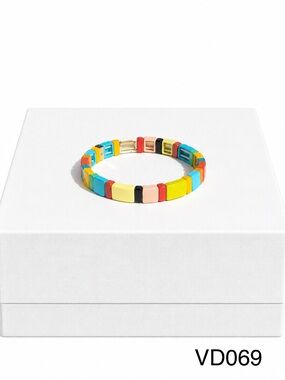 Roxanne Assoulin Rainbow Brite Block Party Enamel Stretch Bracelet